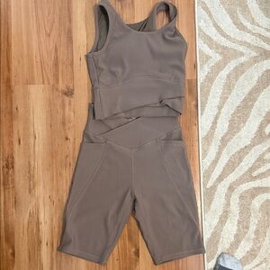 Brown Sleeveless Top and Shorts Set